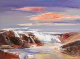 Douglas Hutton, Waves Breaking, Sligo, acrylic on canvas