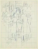 Elizabeth Rivers, Dublin Traders, pen and ink on paper