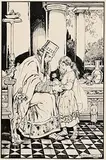Helen Jacobs, King Midas and a Young Girl - Illustration from Tales of Old Greece, pen and ink on paper
