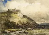 Wycliffe Egginton, Cattle Grazing Below a Castle, watercolour on paper