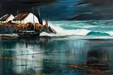 J.P. Rooney, Lonesome Irish Cottage, oil on board