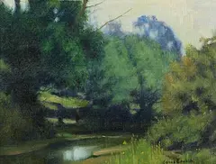 Summer on the River by James English, 1981, oil on canvas board, sold Jul 2024