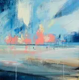 Paula McKinney, Stroll by the Water's Edge, oil on board