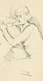 Elizabeth Rivers, Nude, Paris, pen and ink on paper