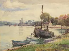 Lady Kate Dobbin, A Showery Day, Blackrock Castle, River Lee, watercolour on paper