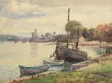 Lady Kate Dobbin, A Showery Day, Blackrock Castle, River Lee, watercolour on paper