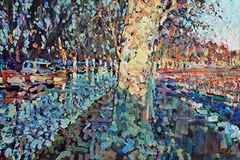 Arthur K. Maderson, Point of Sunset, Canal du Midi, oil on board