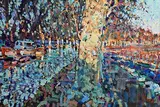 Point of Sunset, Canal du Midi by Arthur K. Maderson, oil on board, sold Jun 2024