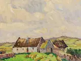 Charles Vincent Lamb, Cottages, Carraroe, Galway, oil on board