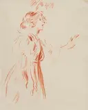 William Orpen, Singer, red chalk on paper