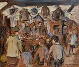 Gladys Maccabe, Market Day, Galway, oil on board