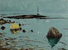Patrick Leonard, Rocks and Seagulls, Loughshinny, oil on canvas