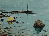 Patrick Leonard, Rocks and Seagulls, Loughshinny, oil on canvas