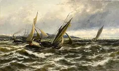 Wind and Sea Rising, Off the Isle of Sheppey by Thomas Rose Miles, oil on canvas, sold Jun 2024