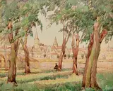 Letitia Marion Hamilton, Summer Shade at La Charité sur Loire, watercolour on paper