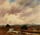 Douglas Alexander, Turf Stacks, Connemara, oil on canvas