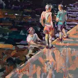 September Evening, Lismore River Pool by Arthur K. Maderson, oil on board, sold Jun 2024
