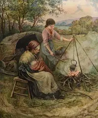 Annie Taverner, The Evening Meal, 1906, watercolour on paper