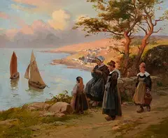 Paul Pascal, Breton Ladies, oil on canvas