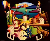Alan Kenny, Trad Session with Musicians and Balloons, acrylic on canvas