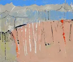 Landscape with Silver Birch by Mike Fitzharris, 2013, oil on board, sold Jun 2024