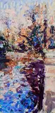 Arthur K. Maderson, September Evening, Lismore River Pool, mixed media on card