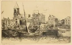 Estella Solomons, City Quay, Dublin, etching