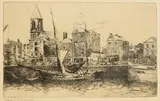 Estella Solomons, City Quay, Dublin, etching
