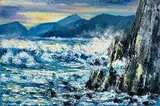 Henry Morgan, Storm, Slea Head, 2024, oil on canvas board