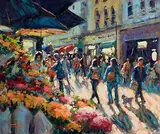Flower Sellers, Grafton Street by Norman Teeling, oil on board, sold Jun 2024