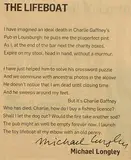 Michael Longley, The Lifeboat, newsprint cutting from the Irish Times, published on Saturday, 5th April