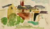 Elizabeth Rivers, View Towards Evie Hone's Studio, The Courtyard Marley, watercolour on paper
