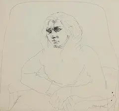 Charles Harper, The Listener, pen and ink on paper