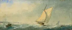 James Webb British, Sailing in Rough Seas, 1862, watercolour on paper