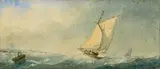 James Webb British, Sailing in Rough Seas, 1862, watercolour on paper