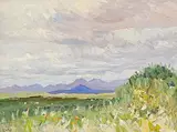 Charles Vincent Lamb, View of Ben Baun and the Twelve Bens, Connemara, oil on board