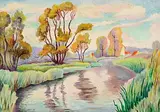 John Luke, Summer's Day, River Lagan, oil on canvas
