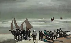 Coming Ashore by Markey Robinson, gouache on board, sold May 2024