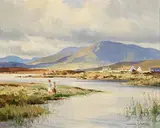 The Currane River, near Waterville, Co. Kerry by Maurice Canning Wilks, oil on canvas, offered May 2024