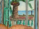 Evie Hone, View From the Balcony, gouache on paper
