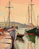 Gloucester Harbour by Emile Albert Gruppe, oil on board, offered May 2024