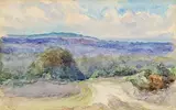 Roderic O'Conor, Panoramic Landscape with Path descending through Trees, watercolour on paper