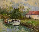 Liam Treacy, On the Canal, oil on board