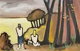 Bathers by the Shore by Markey Robinson, gouache on card, sold May 2024