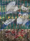 Basil Rakoczi, Turkeys, 1966, gouache and watercolour on paper