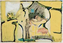 Domesticity by Brian Maguire, 1981, acrylic on paper, offered May 2024