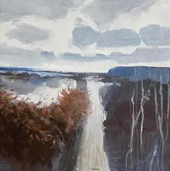 Night Road by Terence P. Flanagan, 1974, oil on board, sold May 2024