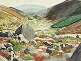 Carey Clarke, Glenmacnass, Wicklow, Landscape Towards Laragh, watercolour on paper
