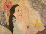 Piet Sluis, By Candlelight, oil on canvas board