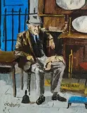 Seamus O'Colmain, The Antique Fair, oil on board